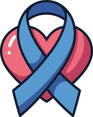 Heart with Blue Awareness Ribbon Illustration
