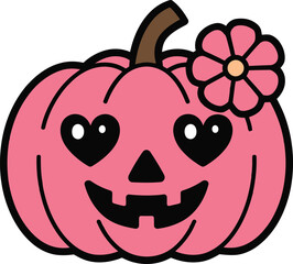 Pink jack-o'-lantern with a flower