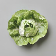 Fototapeta premium Whole butterhead lettuce head on neutral background.