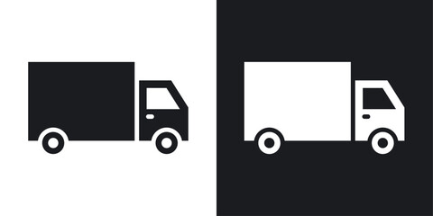 Delivery van icons. solid style vector