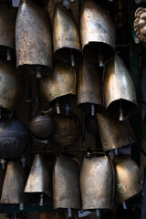 Golden metal bell chimes