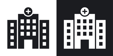 Hospital icons. solid style vector