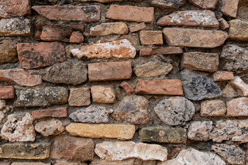 Abstract detailed rendering of old brick and stone wall