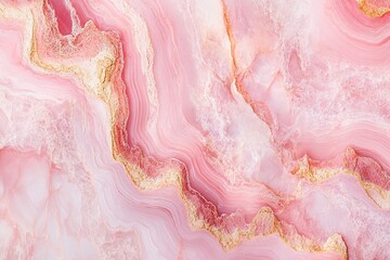 Textured pink marble pattern with wavy gold accents.