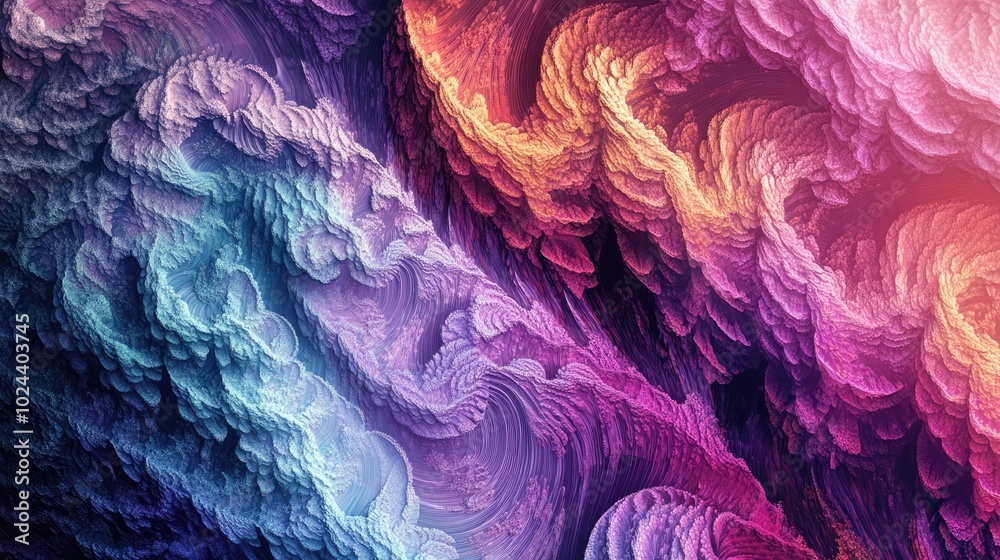 Poster colorful abstract fractal illustration with a textured design in a fantasy 3d style