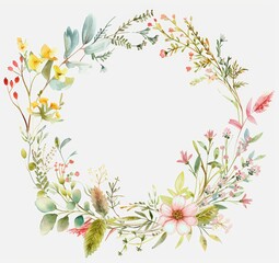 corona de flores silvestres acuarela. tarjeta, boda, invitación