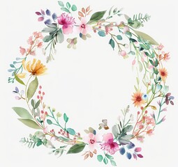 corona de flores silvestres acuarela. tarjeta, boda, invitación