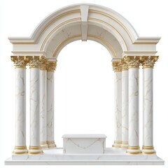 Naklejka premium A grand marble archway with decorative columns and a pedestal.