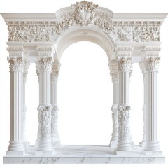 Obraz premium A grand white architectural archway with intricate carvings and columns.