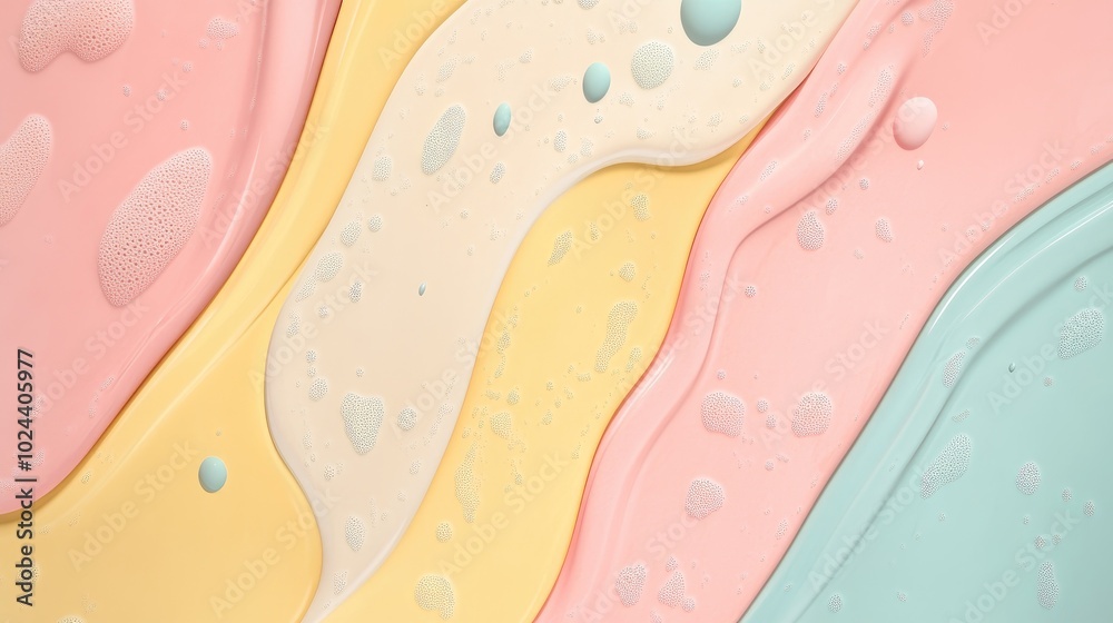 Poster abstract background with pastel colors liquid membrane bulges and unique texture 3d modern minimalis