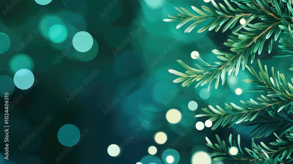 Poster Close Up Of Conifer Cypress Foliage With Sunny Emerald Green Abstract Bokeh Background Idea For A Natural Healthy Garland Banner With Copy Space Ai Generative