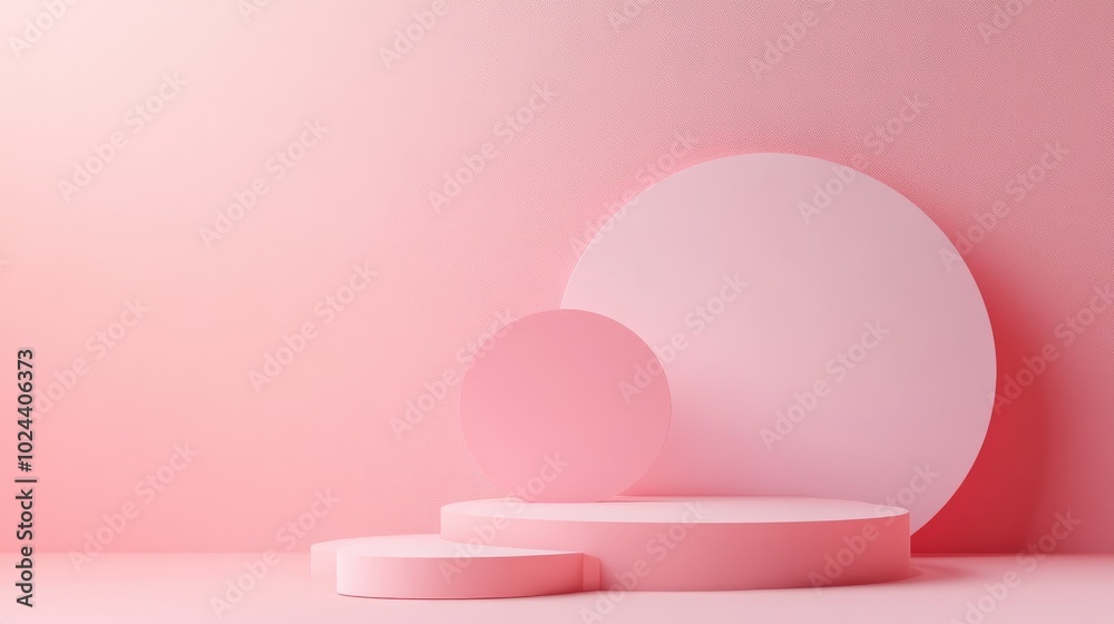 Aufkleber Abstract pink geometric shape background modern minimalist mockup for podium presentation or display 3D rendering