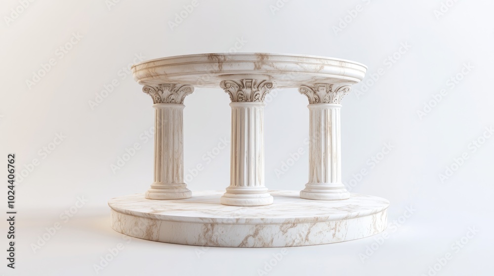Aufkleber 3D luxurious podium featuring a Roman column designed for product display against a white backdrop ideal for branding presentations in 3D rendering