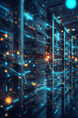 Obraz premium Data servers with glowing connections