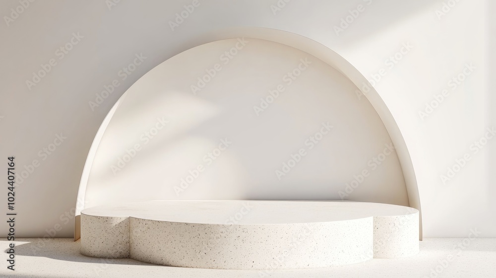 Aufkleber 3D Abstract White Podium For Product Display Isolated On White Background Minimal Showcase For Objects Empty Promotional Stand 3D Rendering
