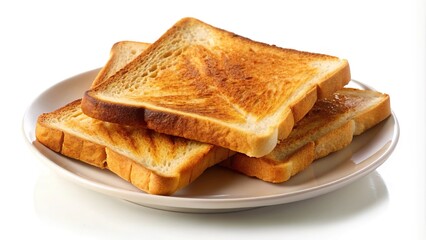 Fototapeta premium Toasted breads on plate isolated on white background