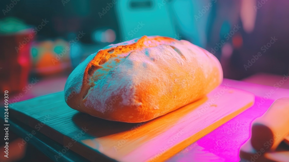 Poster artisan sourdough bread with a crusty exterior displayed on a rustic wooden surface nutritious and w