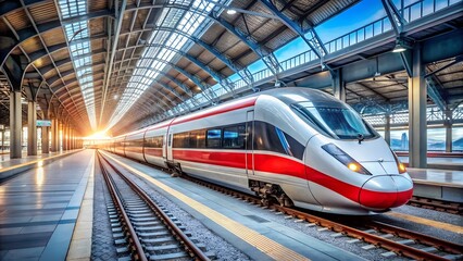 Naklejka premium high speed commuter train on the railway station