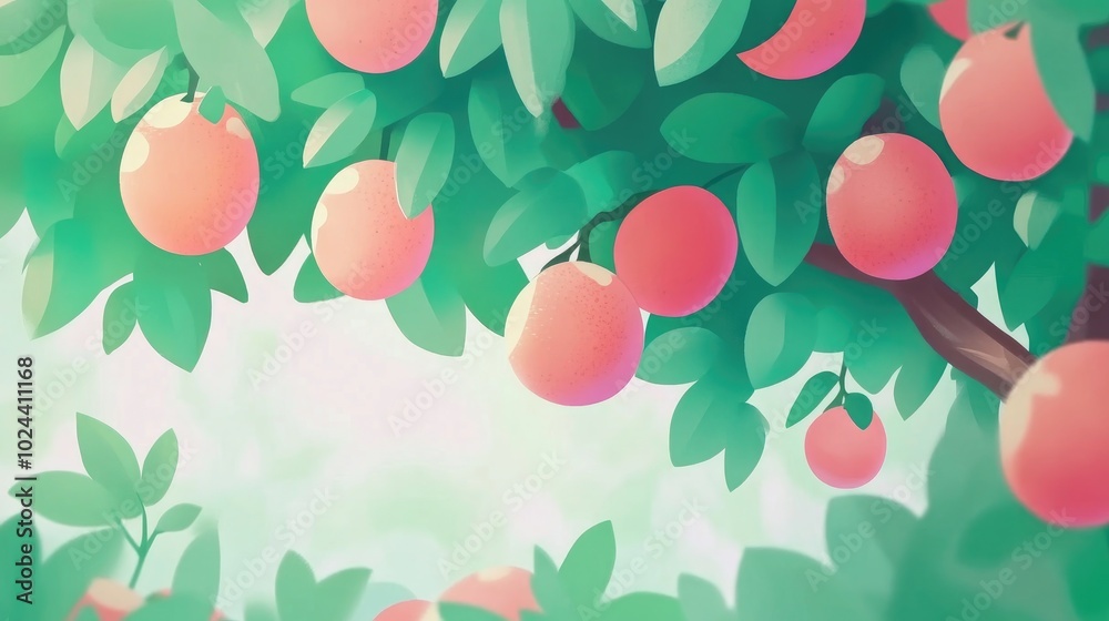 Poster close up of grapefruits on a tree