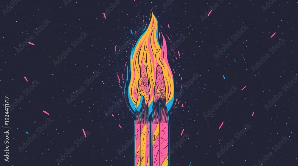 Poster close up of a burning match against a dark background fire in darkness illuminating a philosophical 