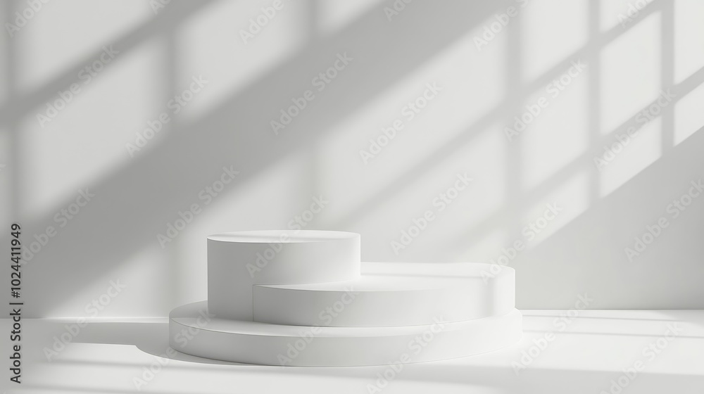 Poster 3D rendered white minimal podium for product display on a white background 3D mockup design