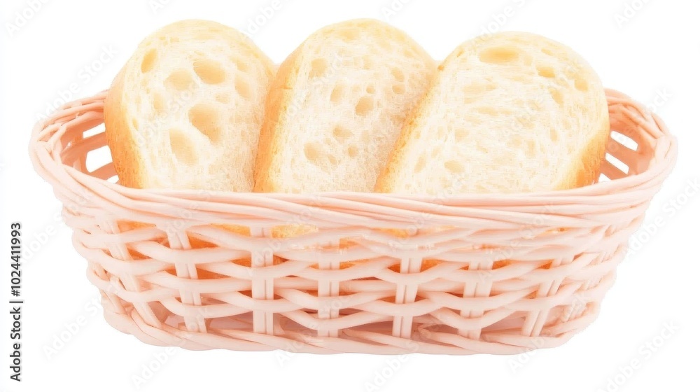 Aufkleber bread slices in a basket on a white background clipping path included