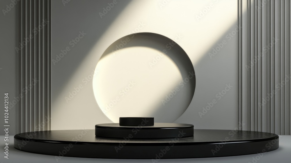 Aufkleber Abstract background with geometric shapes podium for product presentation 3D rendering