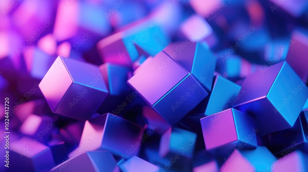 Poster 3d rendering of an abstract geometric background featuring purple and blue hues suitable for adverti