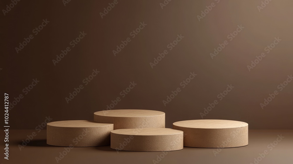 Aufkleber Brown podium set against a brown backdrop Minimalistic mockup background suitable for product display 3D rendering