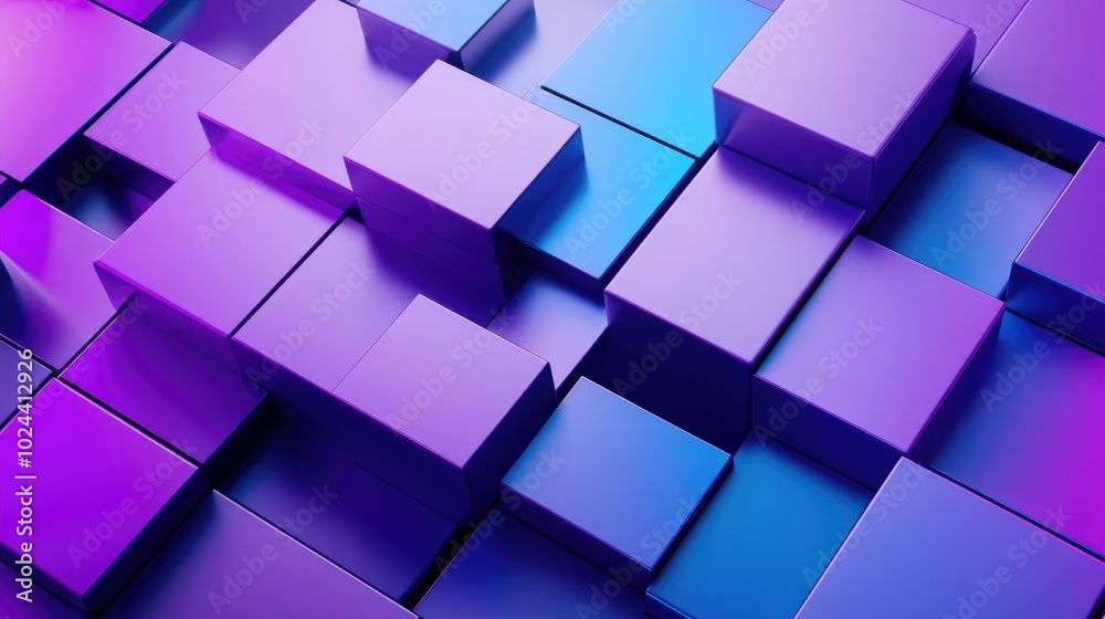 Poster 3d rendering of a purple and blue abstract geometric backdrop cyberpunk theme design for advertising