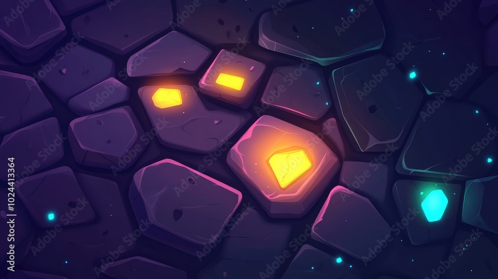 Poster Abstract dark stone texture background featuring geometric shapes and subtle warm illumination