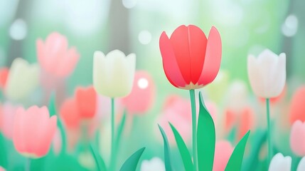 Close Up of a Red Tulip Blossom with Selective Focus in Spring Nature Composition