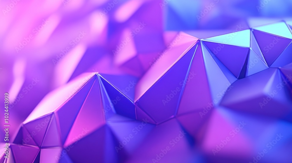 Poster 3d rendering of an abstract geometric background featuring shades of purple and blue suitable for ad