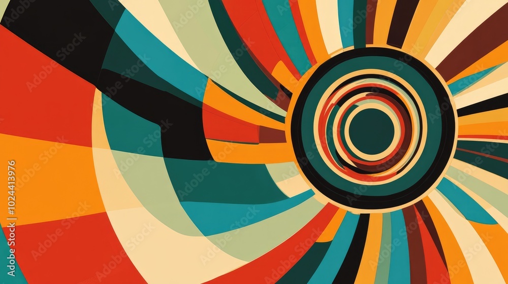 Poster abstract concentric radial design featuring a geometric element that radiates outward