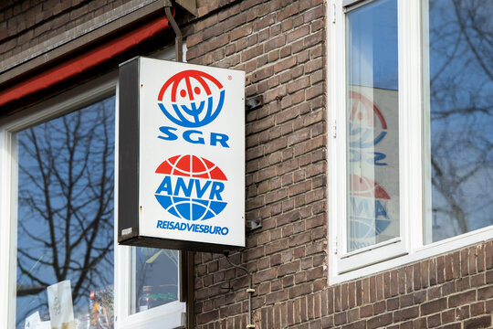 SGR ANVR sign logo. All ANVR-affiliated travel agencies and travel organizers are members of the SGR (Travel Refund Guarantee Fund) and the Calamity Fund. Utrecht, the Netherlands 25 February 2023. 
