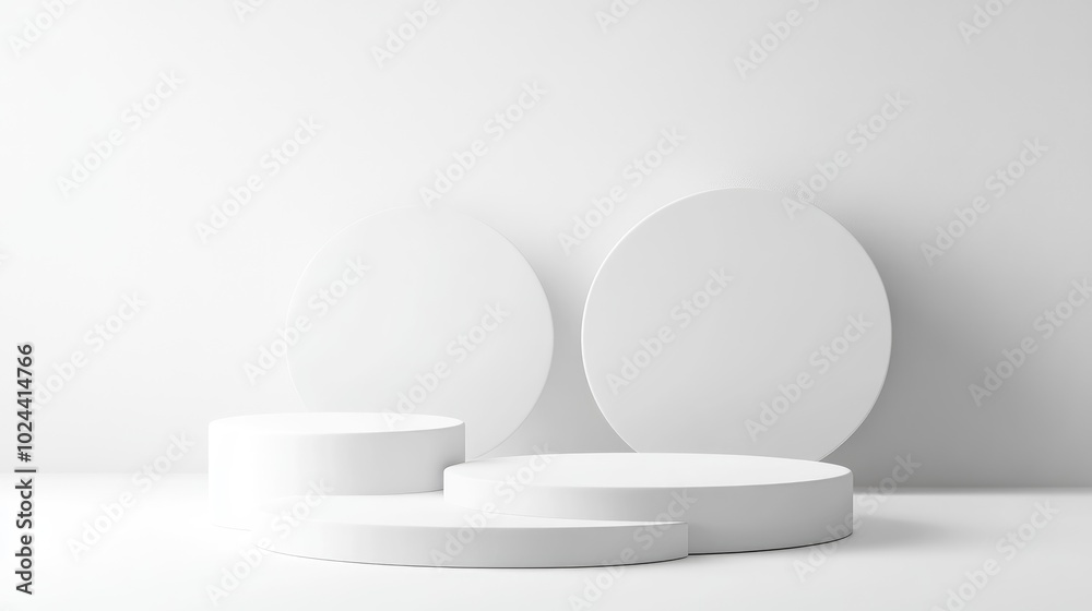 Aufkleber 3D Abstract White Podium For Product Display Isolated On White Background Minimal Showcase For Objects Empty Promotional Stand 3D Rendering