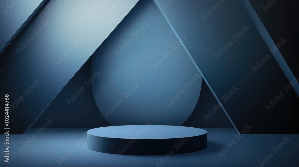 Aufkleber Abstract 3D rendering of a podium for showcasing products featuring a minimalist geometric background