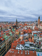 Obraz premium Panoramic view to Wroclaw from Penitents Bridge of St. Mary Magdalene's Church, Wroclaw(Breslau), Poland