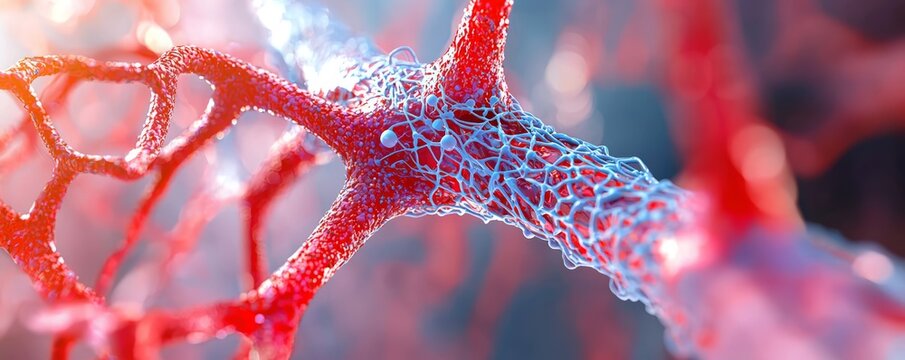 A zoomed-in 3D view of the kidney's renal cortex, showing the microscopic nephron structures and their role in filtering blood.