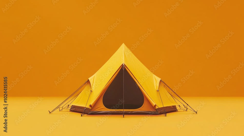 Aufkleber 3d rendering of a monochrome tent with an orange background