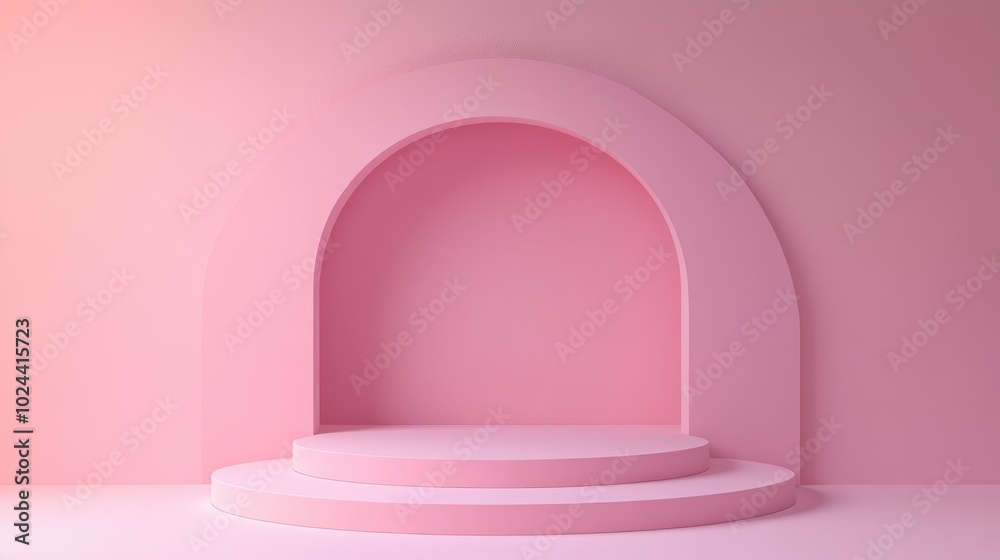Aufkleber Abstract pink geometric background modern minimalist mockup for podium display or showcase 3D rendering