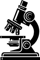 Silhouette of a Microscope, Scientific Research, Laboratory Equipment, Biology and Chemistry, Education and Medical Research, Science Classroom, STEM Learning, Minimalist Design, Stock Image