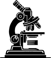 Silhouette of a Microscope, Scientific Research, Laboratory Equipment, Biology and Chemistry, Education and Medical Research, Science Classroom, STEM Learning, Minimalist Design, Stock Image