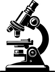 Silhouette of a Microscope, Scientific Research, Laboratory Equipment, Biology and Chemistry, Education and Medical Research, Science Classroom, STEM Learning, Minimalist Design, Stock Image