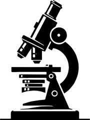 Silhouette of a Microscope, Scientific Research, Laboratory Equipment, Biology and Chemistry, Education and Medical Research, Science Classroom, STEM Learning, Minimalist Design, Stock Image