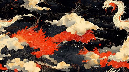 Bold Dragon and Phoenix Pattern Design