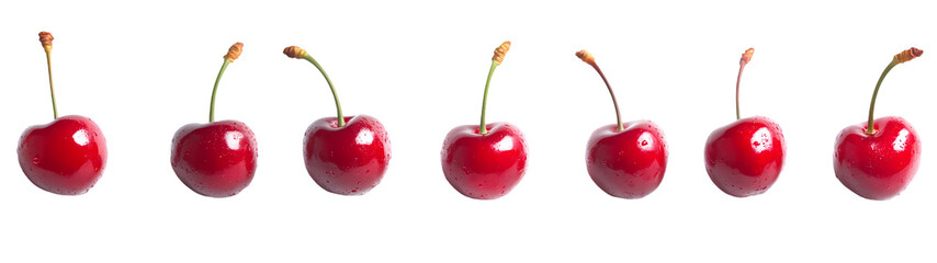 Cherries with water drops on a checkered background Cherries with water drops