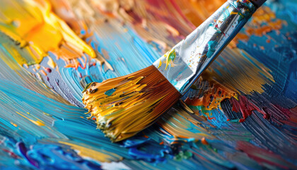 Fototapeta premium paint brush with paint strokes 