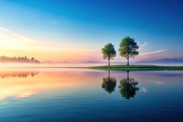 Tranquil minimalist landscape wallpaper depicting peaceful scenery