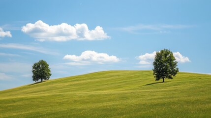 Hillocks and trees in summer.